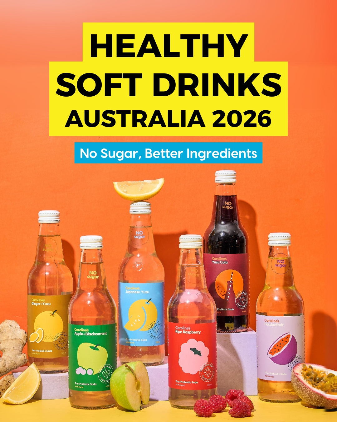 Healthy soft drinks in Australia with no sugar and natural ingredients